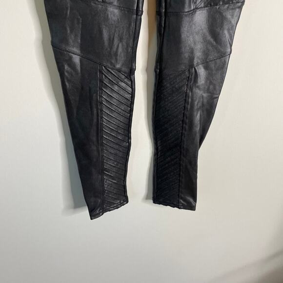 SPANX Black Faux Leather Moto Leggings L - Picture 6 of 12
